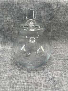 Princess House #025 Ivy Ball Cotton Ball Holder Glass Round With Lid Home Decor